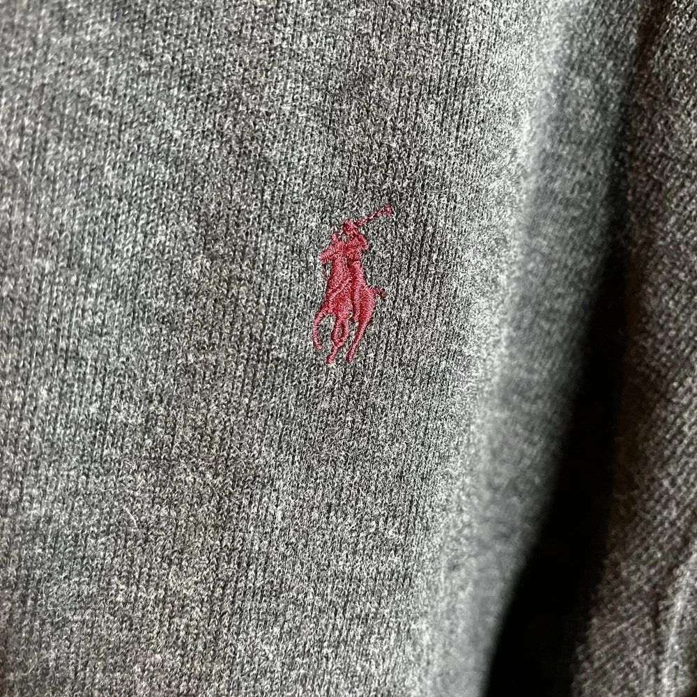 Polo Ralph Lauren Men's‎ 2XLT Tall Dark Gray 1/4 Zip Pullover Maroon Pony